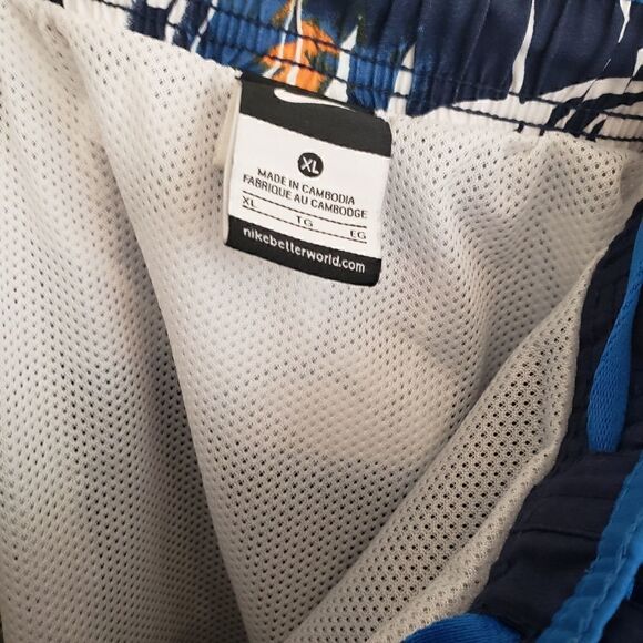 Nike Men's Blue and Floral Swim Trunk Shorts - Picture 3 of 3